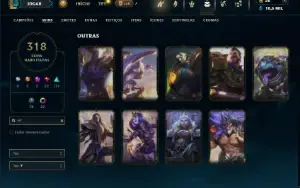 Esmeralda 4 com TODOS os champs e 318 Skins (ADC / JG / MID)
