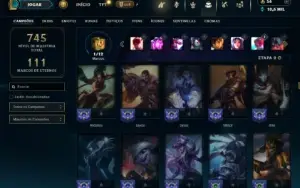 Esmeralda 4 com TODOS os champs e 318 Skins (ADC / JG / MID)