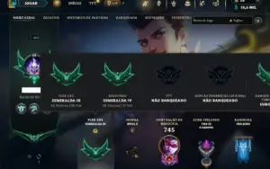 Esmeralda 4 com TODOS os champs e 318 Skins (ADC / JG / MID)