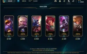 Conta platina 4 com 5 Skins e 22 Champs
