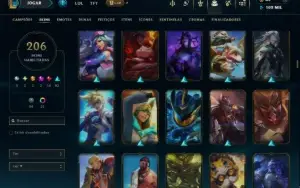 Unranked com TODOS os Champs e 203 Skins ( MID / JG / SUP )