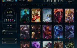 Unranked com TODOS os Champs e 203 Skins ( MID / JG / SUP )