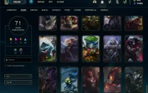 Conta unranked com 110 Champs e 71 Skin + 1 Prestigio da Zoe