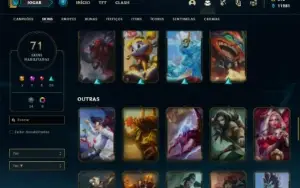 Conta unranked com 110 Champs e 71 Skin + 1 Prestigio da Zoe