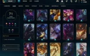 Conta unranked com 110 Champs e 71 Skin + 1 Prestigio da Zoe