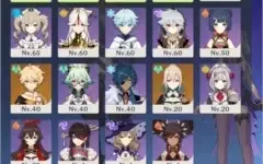 Genshin Impact AR48 Diluc, Mona, Jean, Keqing