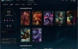CONTA NÍVEL 97: DIAMANTE V 43 SKINS 86 CAMPEÕES