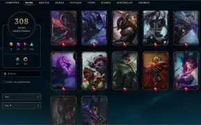Conta de lol Gold 3 Solo Duo / Silver 3 Flex - 308 Skins.