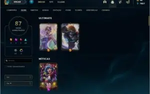 Conta prata 2 com 87 skins e 118 champs