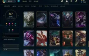 Conta prata 2 com 87 skins e 118 champs