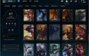 Conta prata 2 com 87 skins e 118 champs
