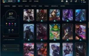 Conta prata 2 com 87 skins e 118 champs