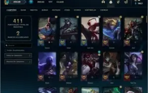 Conta prata 2 com 87 skins e 118 champs