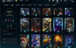 Esmeralda 4 com TODOS os champs e 402 Skins + 221 Cromas