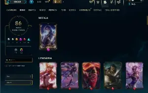 Unranked com 100 Champs e 86 Skins ( ADC / MID / JG )