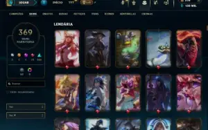 Prata 4 com TODOS os champs e 369 Skins ( Nivel 523 )