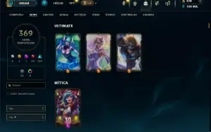 Prata 4 com TODOS os champs e 369 Skins ( Nivel 523 )
