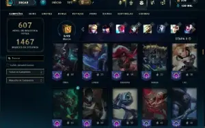 Prata 4 com TODOS os champs e 369 Skins ( Nivel 523 )