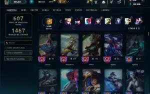 Prata 4 com TODOS os champs e 369 Skins ( Nivel 523 )