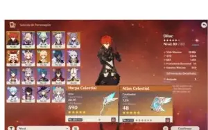 GENSHIN IMPACT / AR 46 / DILUC + KLEE + 2 KEQING +2 ARMAS 5*
