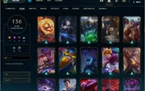CONTA PLAT 2// 143 CHAMPIONS// 136 SKINS NV 201