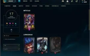Conta ouro 3 com 17 skins e 38 champs