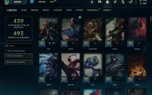 Conta ouro 4 com TODOS os champs e 151 Skins + 1.3kk de ZED