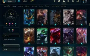 Conta ouro 4 com TODOS os champs e 151 Skins + 1.3kk de ZED