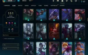 Conta ouro 4 com TODOS os champs e 151 Skins + 1.3kk de ZED