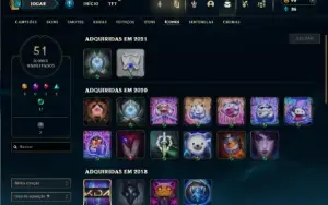 Unranked com 40 Champs e 5 Skins + 1 Fragmento