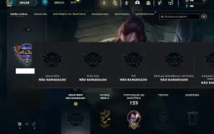 Unranked com 40 Champs e 5 Skins + 1 Fragmento