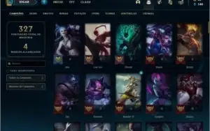 Conta prata 4 com 105 skins e 105 champs