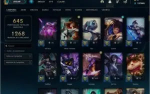 Conta nível 600, Ouro 4, 261 skins, todos os Champs