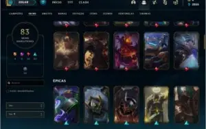 CONTA LOL 🌟 83 SKINS NO TOTAL 🌟 4 SKINS ULTIMATE