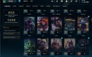 Esmeralda 1 com TODOS os champs e 482 Skins + 11 Prestigios