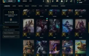 Platina 4 com 50 Champs e 25 Skins + 1 Prestigio do Zed
