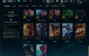 Platina 4 com 50 Champs e 25 Skins + 1 Prestigio do Zed