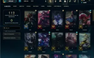 Platina 4 com 50 Champs e 25 Skins + 1 Prestigio do Zed