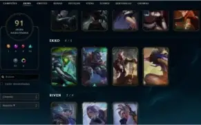 Conta League of Legends Platina 3 + 91 Skins + 100 Campeões