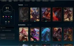 Conta League of Legends Platina 3 + 91 Skins + 100 Campeões