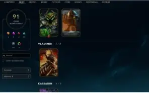 Conta League of Legends Platina 3 + 91 Skins + 100 Campeões