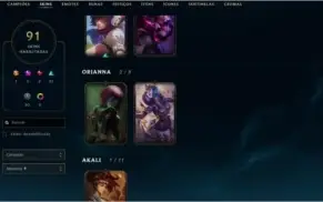 Conta League of Legends Platina 3 + 91 Skins + 100 Campeões