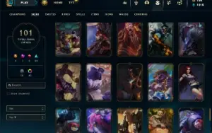 Ouro 4 com 100 Champs e 101 Skins + 45 Cromas