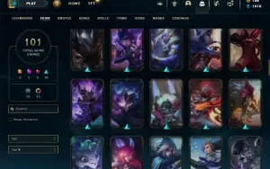 Ouro 4 com 100 Champs e 101 Skins + 45 Cromas