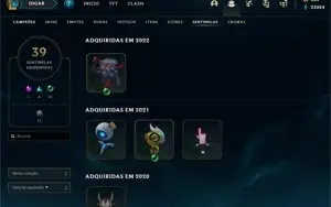 Conta rara de LOL + de 400 skins e 739 de maestria