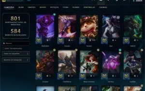Conta rara de LOL + de 400 skins e 739 de maestria