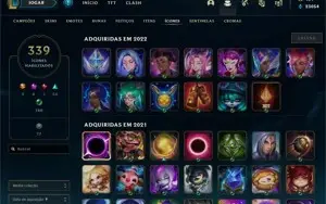 Conta rara de LOL + de 400 skins e 739 de maestria