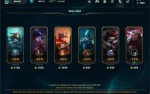 Conta Platina 4 com 24 Champs e 1 Skin + 6 Espolios