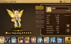 Reroll Summoners War lvl10 com Fairy King Wind - Ganymede