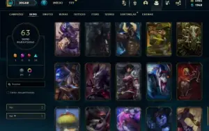 Unranked com 105 Champs e 63 Skins + 5200 RP